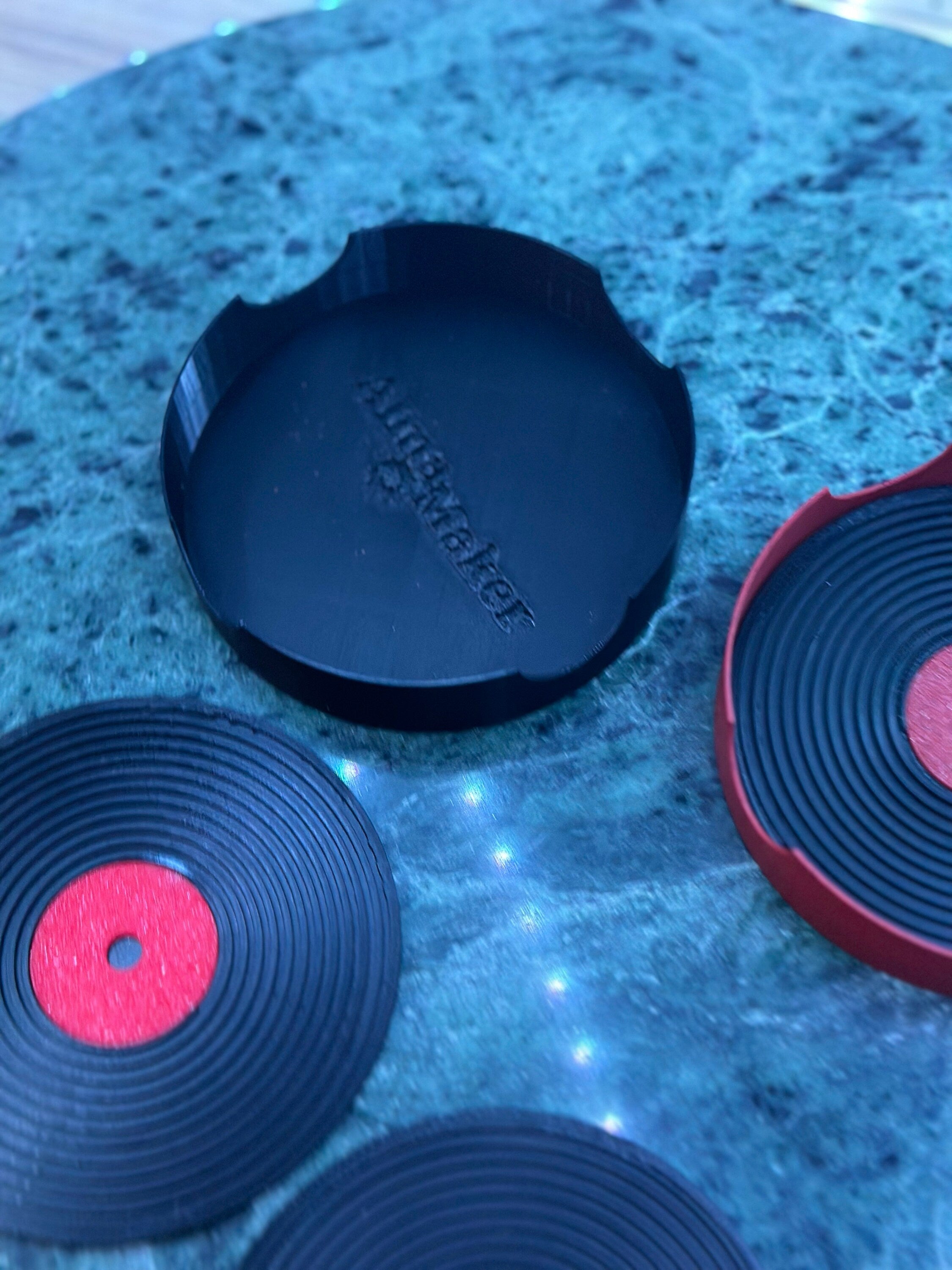 Vinyl Record Coasters Set of 4 + holder