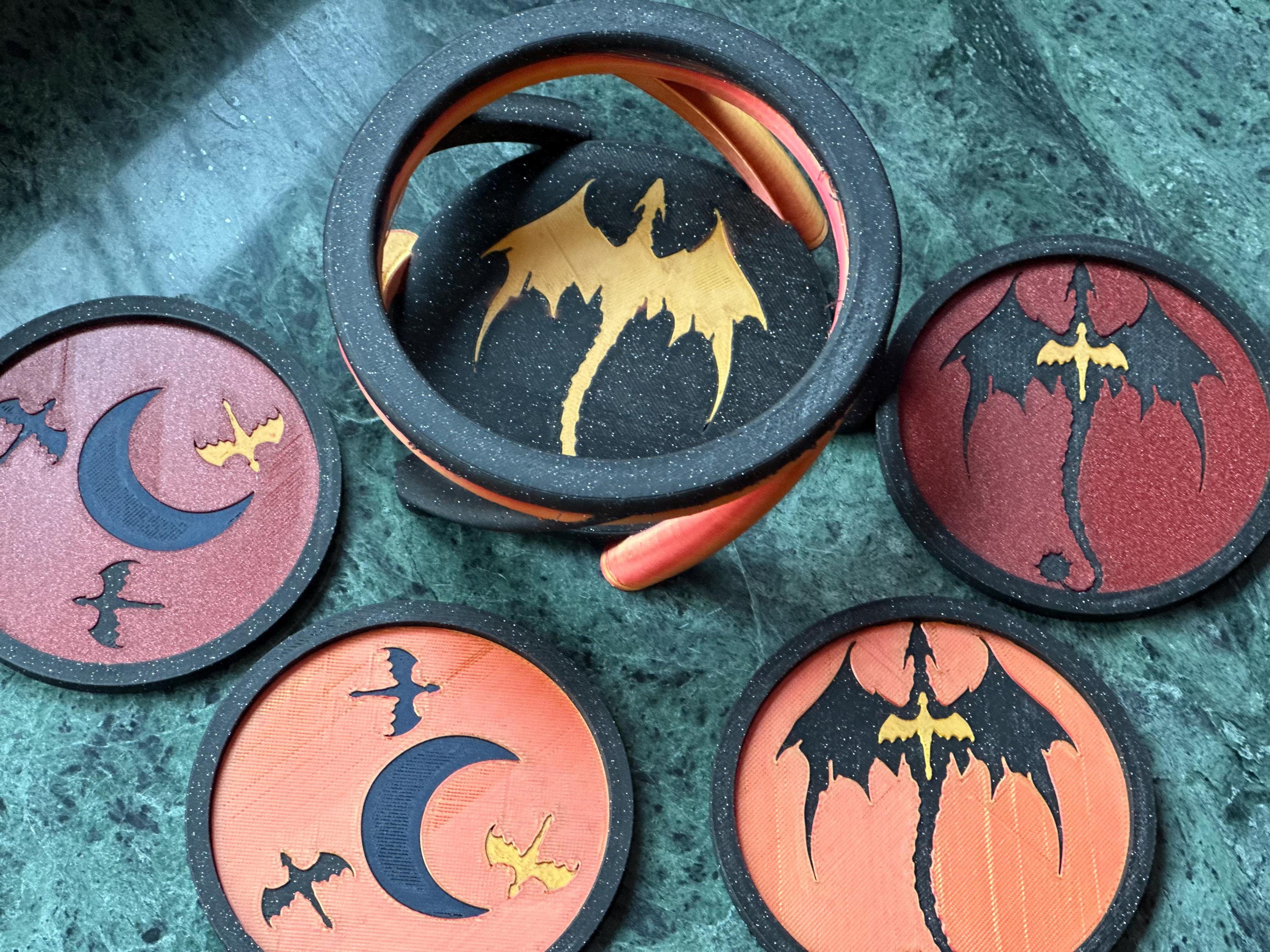 Fourth Wing Dragon Coaster Set + Holder