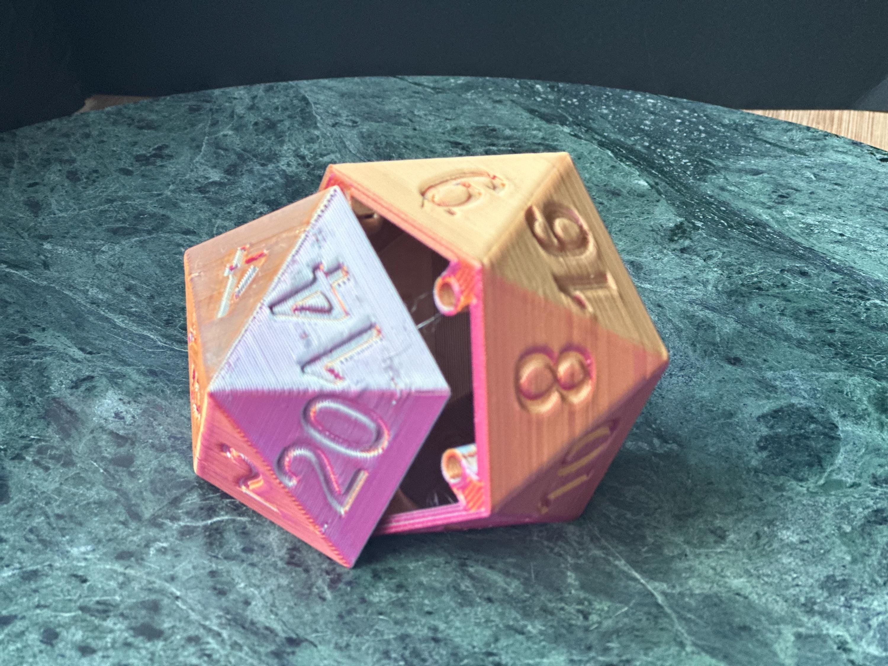 D20 Dice Box with Magnetic Lid