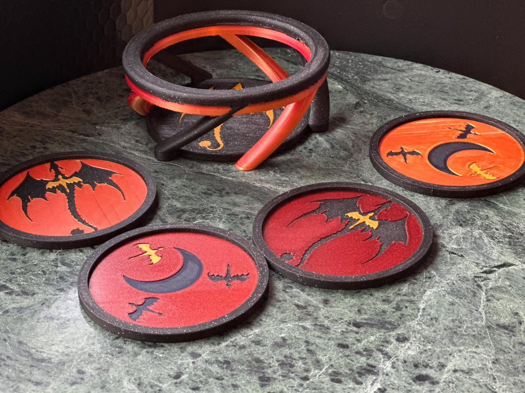 Fourth Wing Dragon Coaster Set + Holder